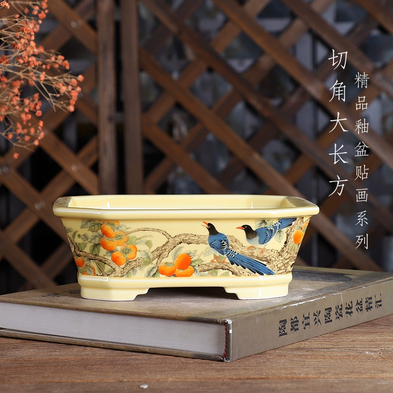 Bonsai Garden Desk - 도자기 직사각형 분재 냄비, 중국 전통