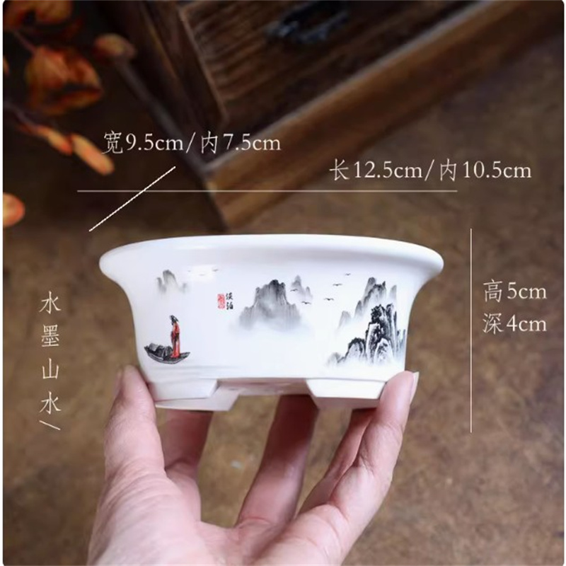 도자기 흰색 타원형 분재 냄비, 미니 냄비, 원형, 작 - Bonsai Garden Desk 리뷰 및 가격