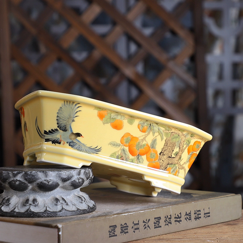 도자기 직사각형 분재 냄비, 중국 전통 패턴, 방, 가 - Bonsai Garden Desk 리뷰 및 가격